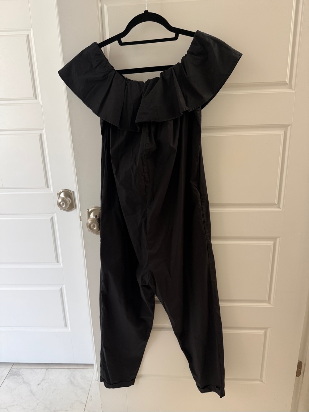 Hatch Maternity Off-Shoulder Black Women's Jumpsuit